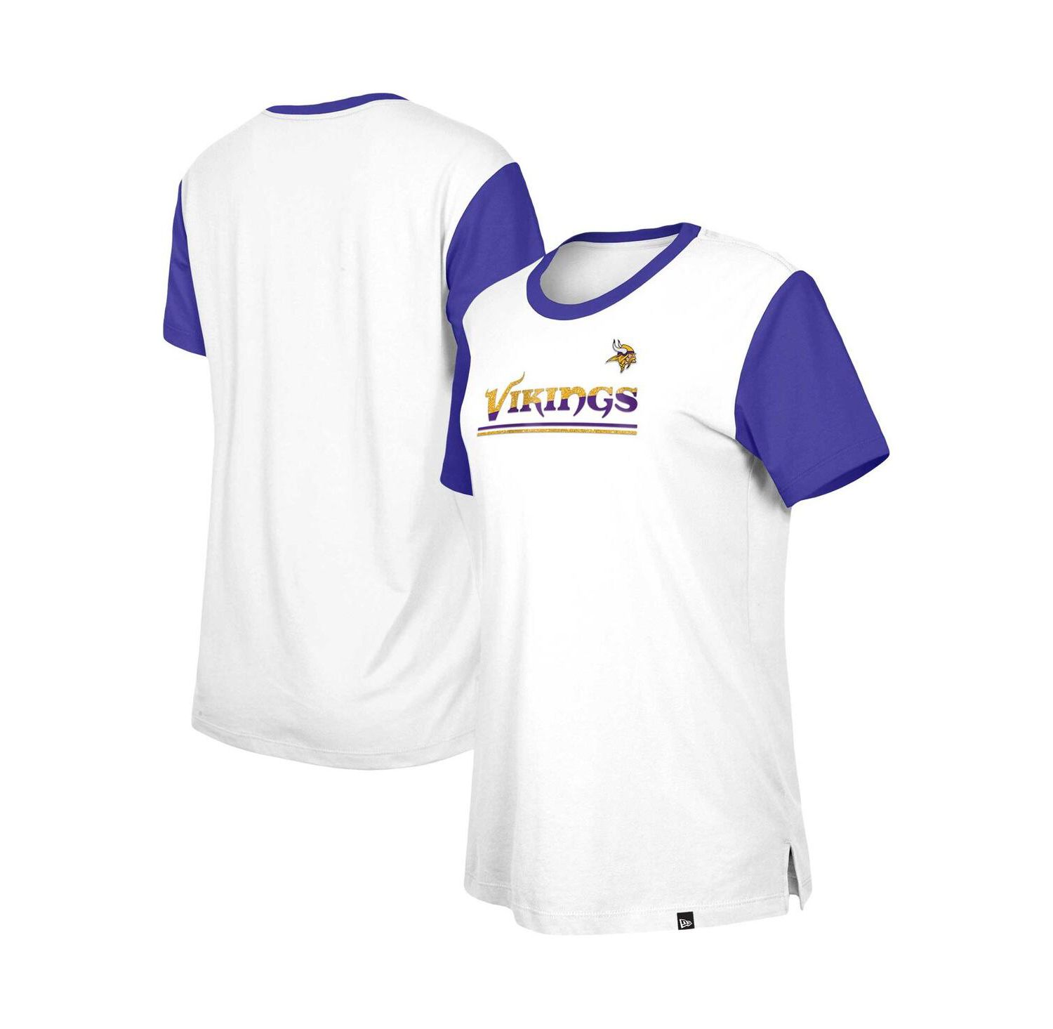 Women's White/Purple Minnesota Vikings Third Down Color Block T-Shirt