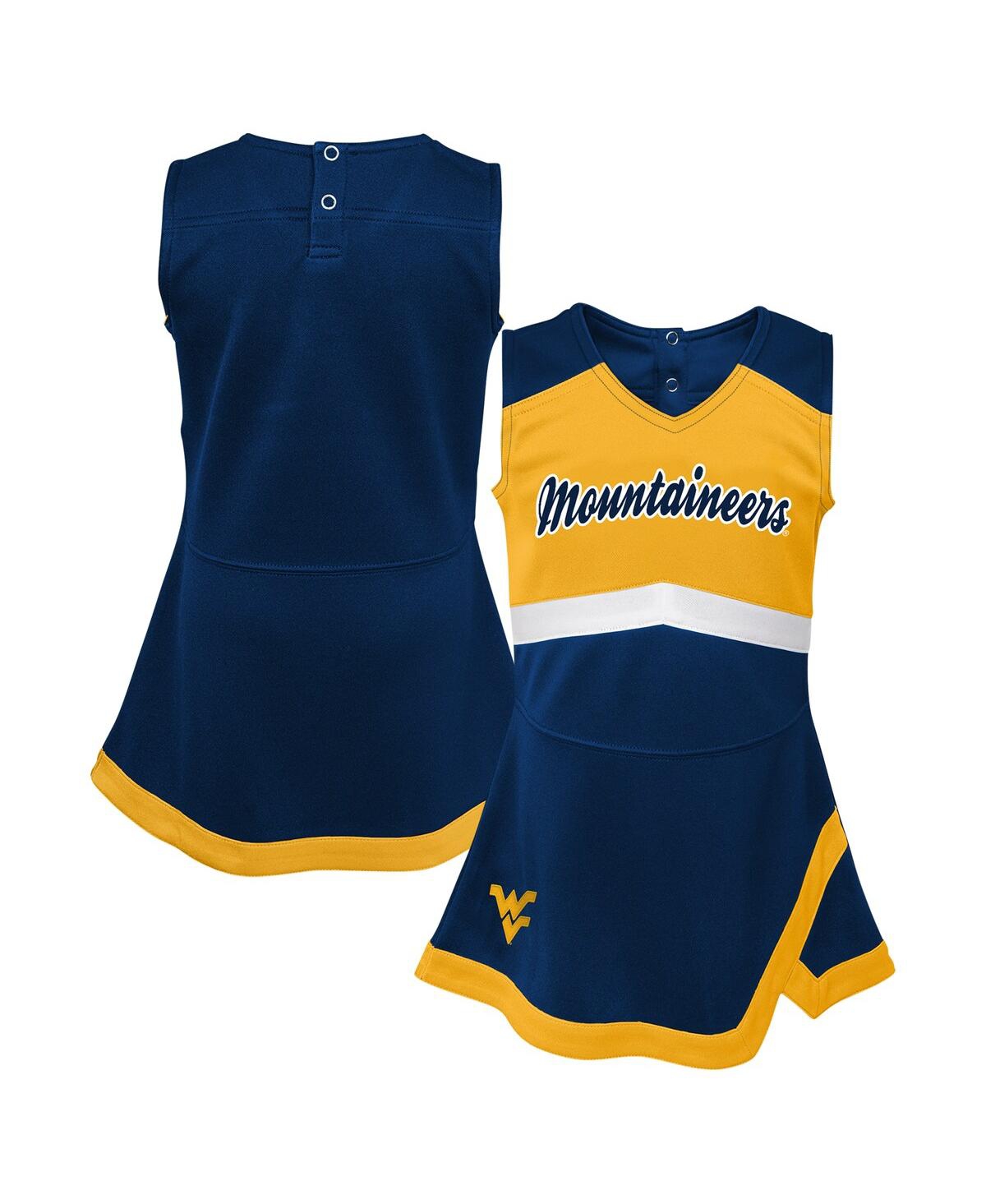 Outerstuff Big Girls Navy West Virginia Mountaineers Cheer Captain Jumper Dress In Blue