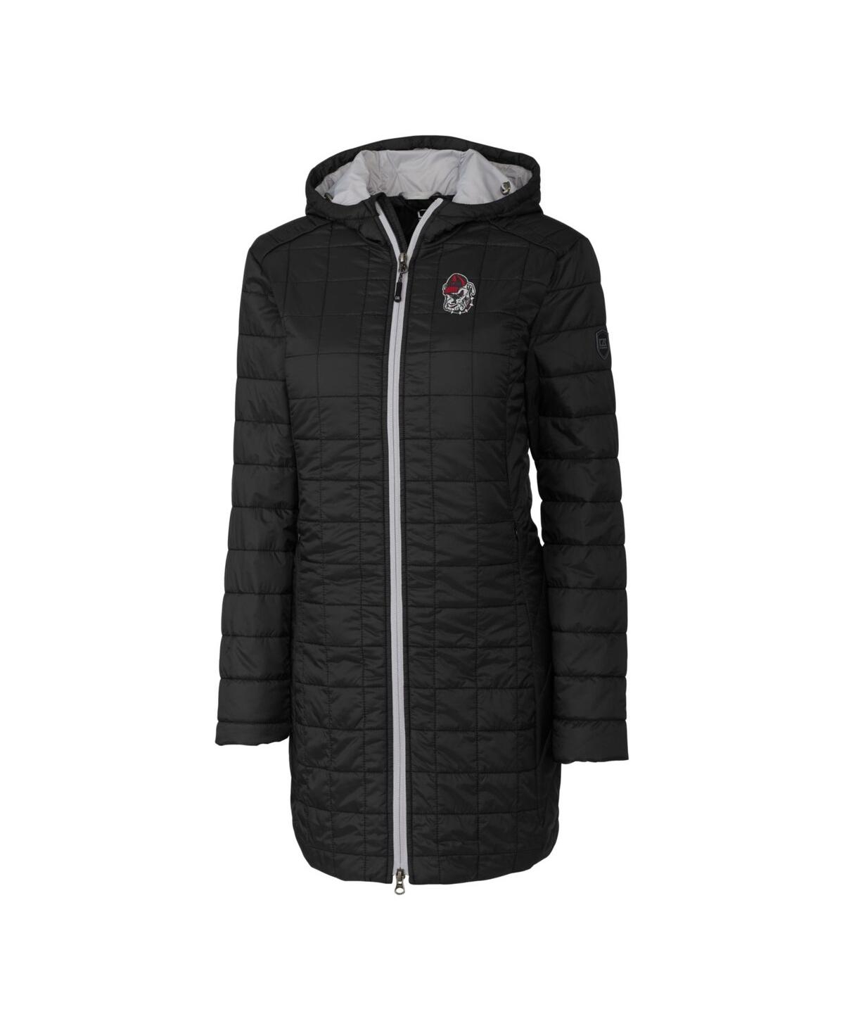 Cutter & Buck Women's Black Washington State Cougars Rainier Primaloft Eco Hooded Long Coat In Black