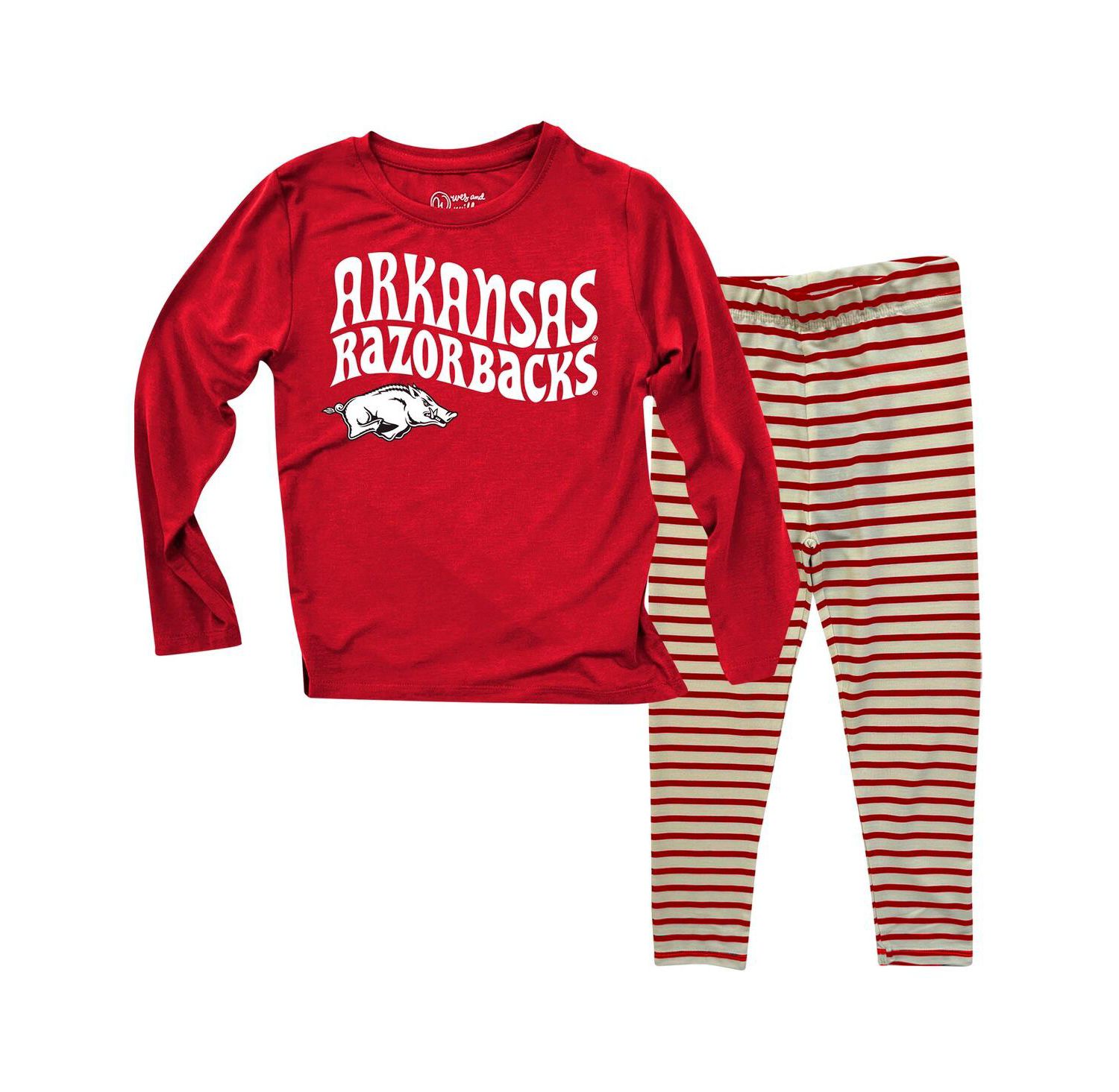 Baby Boys and Girls Arkansas Razorbacks Long Sleeve Top and Striped Tri-Blend Leggings Set