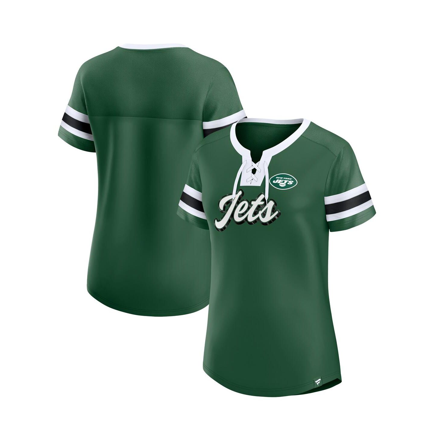 Женская футболка Fanatics Green New York Jets Original State Lace-Up — фото 1