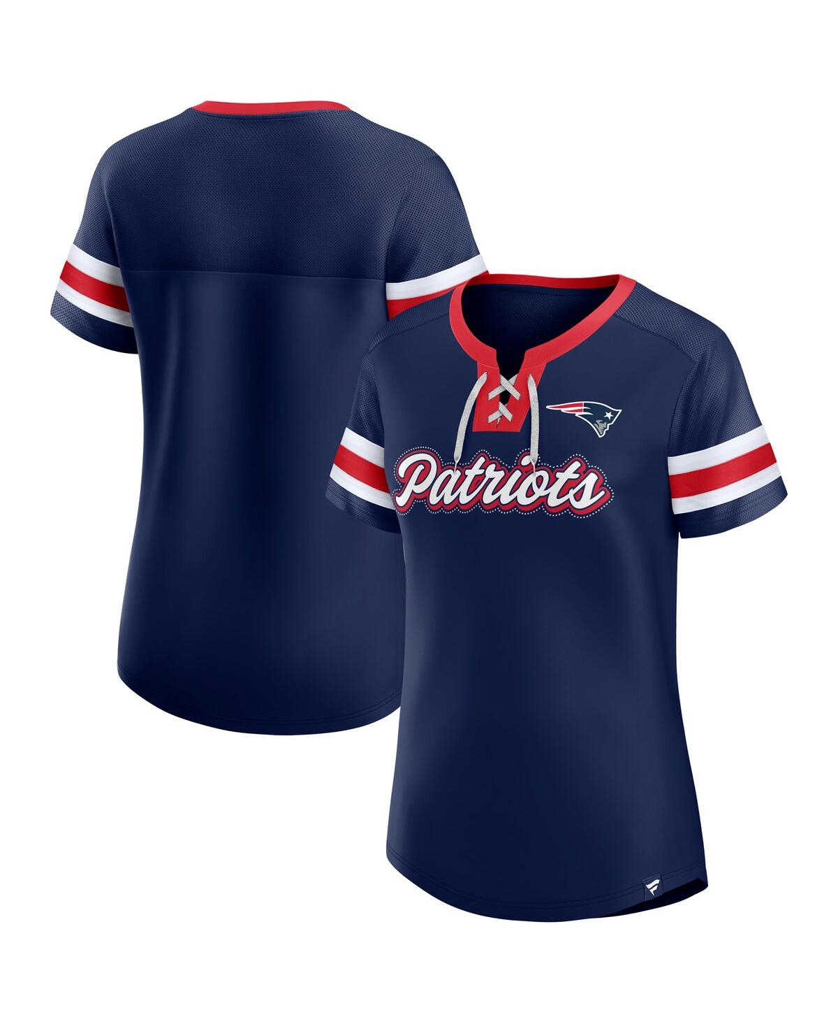 Fanatics Women's  Navy New England Patriots Plus Size Original State Lace-up T-shirt In Blue