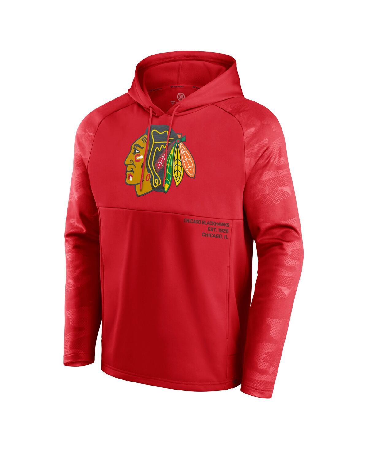 Fanatics Men's Red Chicago Blackhawks Shade Defender Raglan Pullover Hoodie In Red