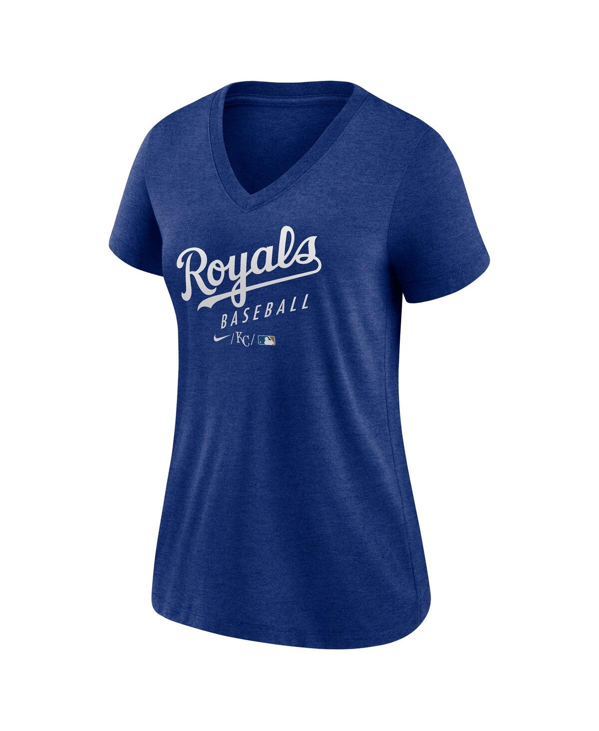Nike Women's Heather Royal Kansas City Royals Authentic Collection Tri-blend V-neck T-shirt In Blue