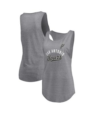 Fanatics - Women's Heathered Gray San Antonio Spurs Quality Time Open Scoop Neck Tri-Blend Tank Top