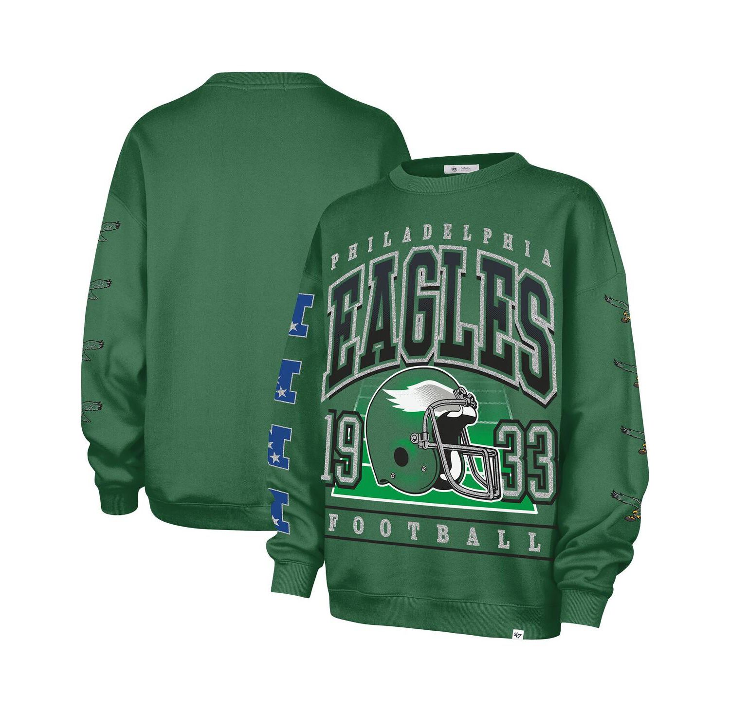 Women's Kelly Green Philadelphia Eagles Go Big Oversized Pullover Sweatshirt