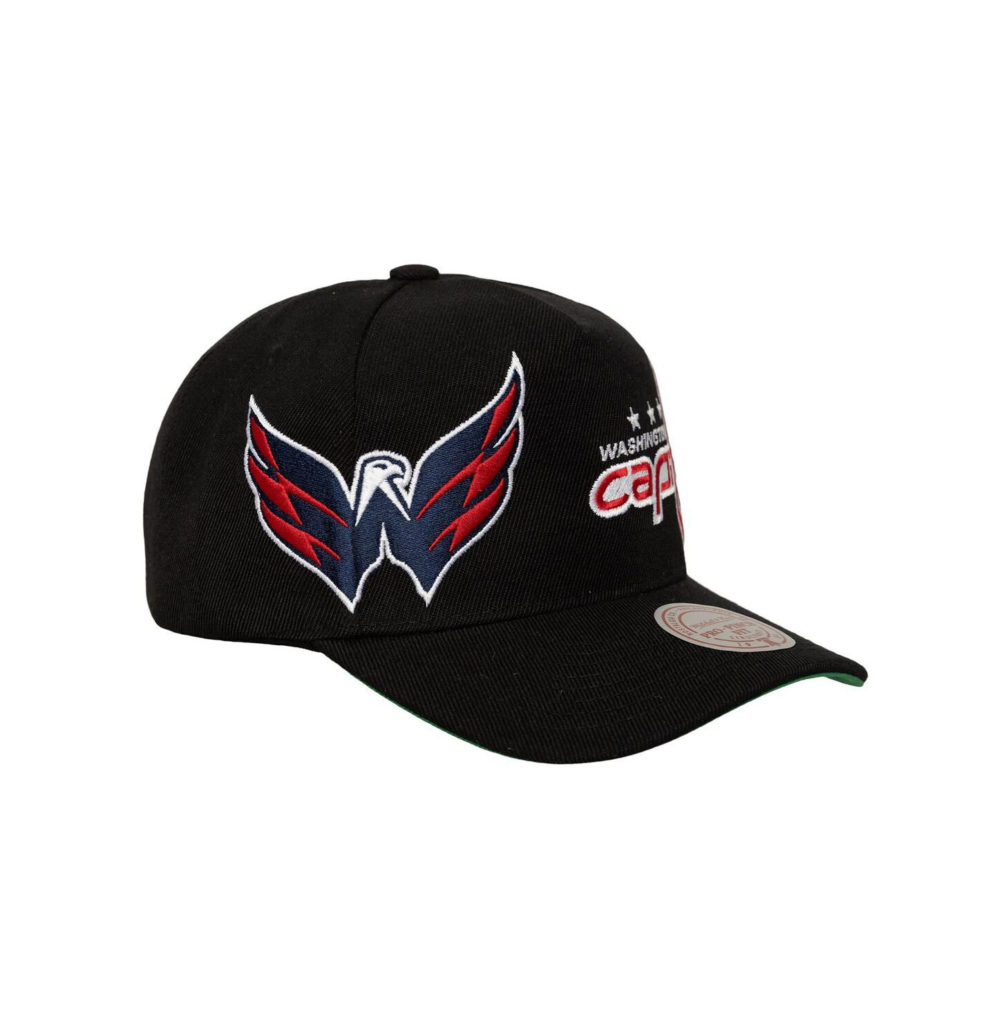 Мужская кепка Mitchell & Ness Black Washington Capitals Busted Logo Wordmark Wrap-Around Pro Pinch Adjustable Hat — фото 3
