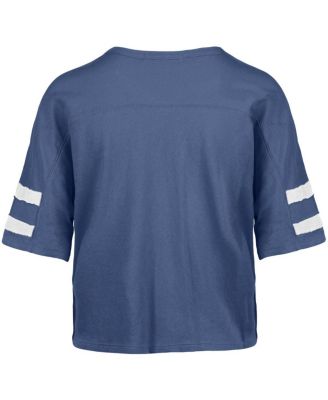Women's Blue Detroit Lions Premier Scout Cropped V-Neck T-Shirt