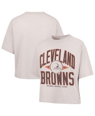 '47 Brand - Women's Natural Cleveland Browns Cropped Windthrow Ravine T-Shirt