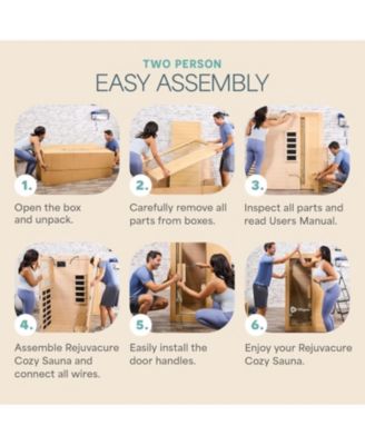 Rejuvacure Cozy Far Infrared Sauna – 1 Person Home Sauna with Red Light Therapy, 7 Carbon Fiber Heaters, Canadian Hemlock & Bluetooth