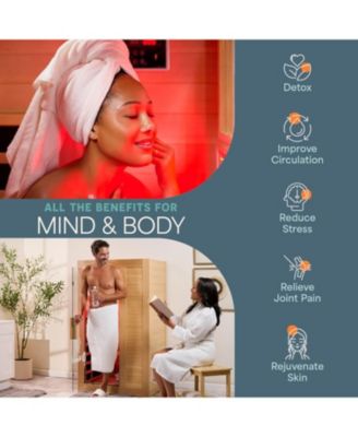 Rejuvacure Cozy Far Infrared Sauna – 1 Person Home Sauna with Red Light Therapy, 7 Carbon Fiber Heaters, Canadian Hemlock & Bluetooth