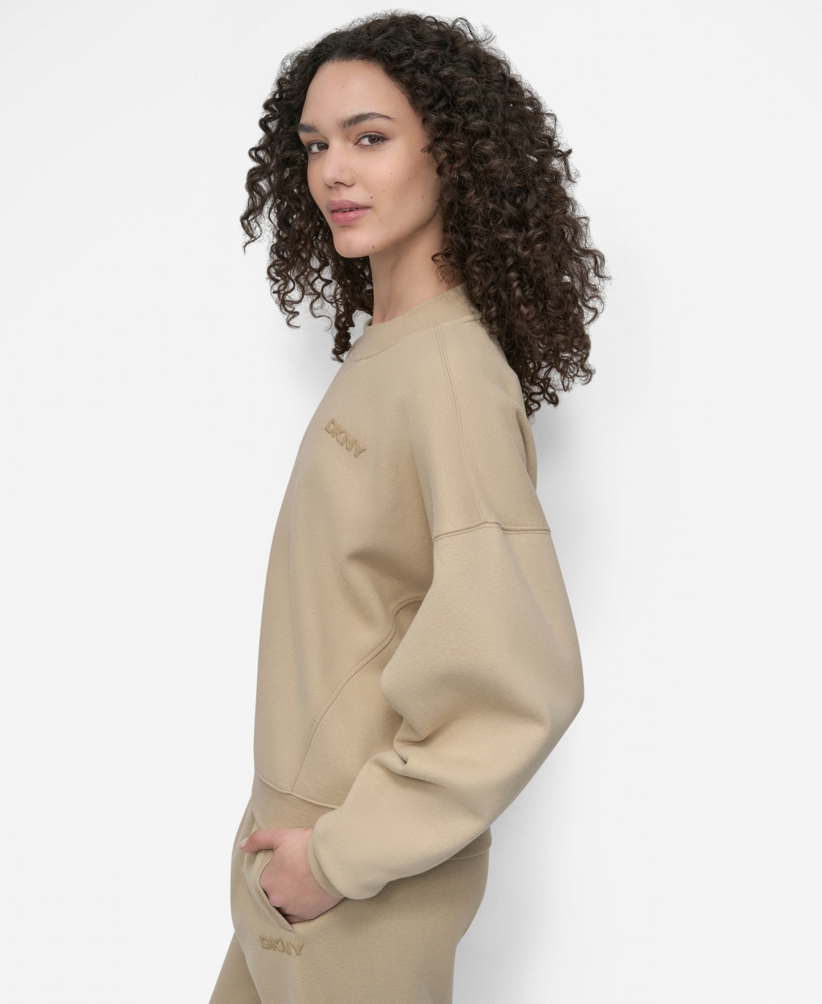 Dkny Embroidered Logo Pullover Sweatshirt In Brown