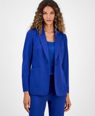 Bar Iii Womens Notch Collar Single Button Blazer Scoop Neck Camisole Compression High Rise Straight Leg Pant In Black