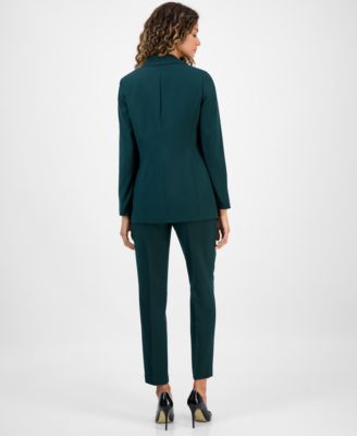 Women's Faux Double-Breasted Boyfriend Jacket & Straight-Leg Dress Pants Suit Separates, Macy's Exclusive