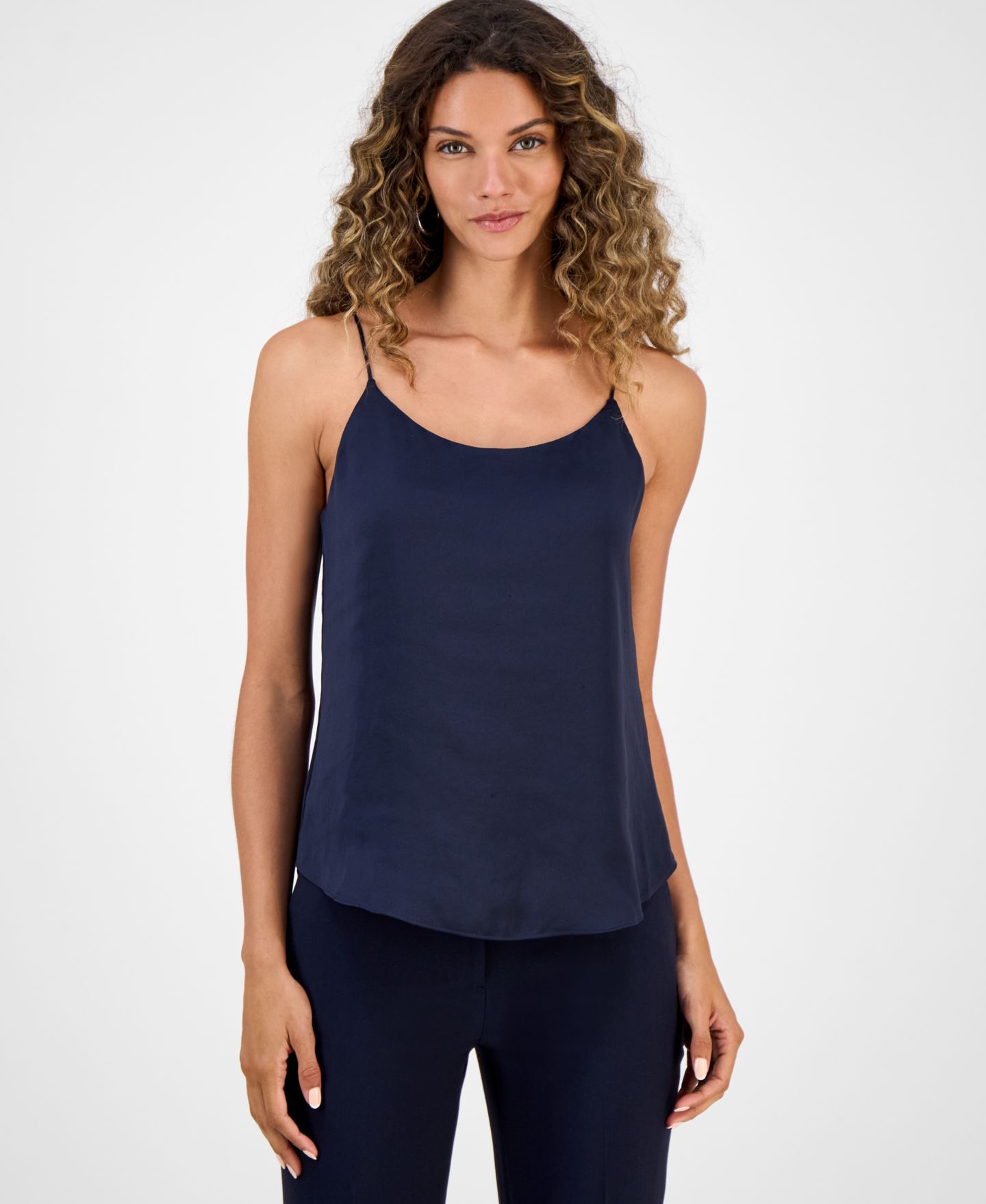 Женский топ Bar III Scoop-Neck Camisole, цвет: Тёмно-синий — фото 1
