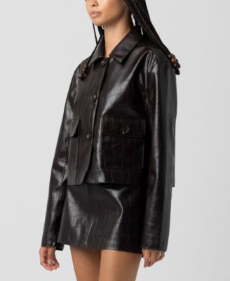 Women's Faux Leather Embossed Jacket