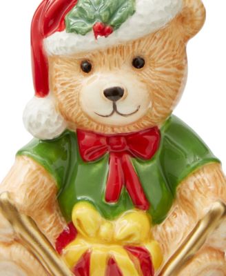 Christmas Tree Teddy Bear on a Drum Ornament