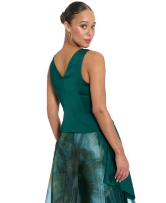 Women's&nbsp;Asymmetrical Pleated V-Neck Top