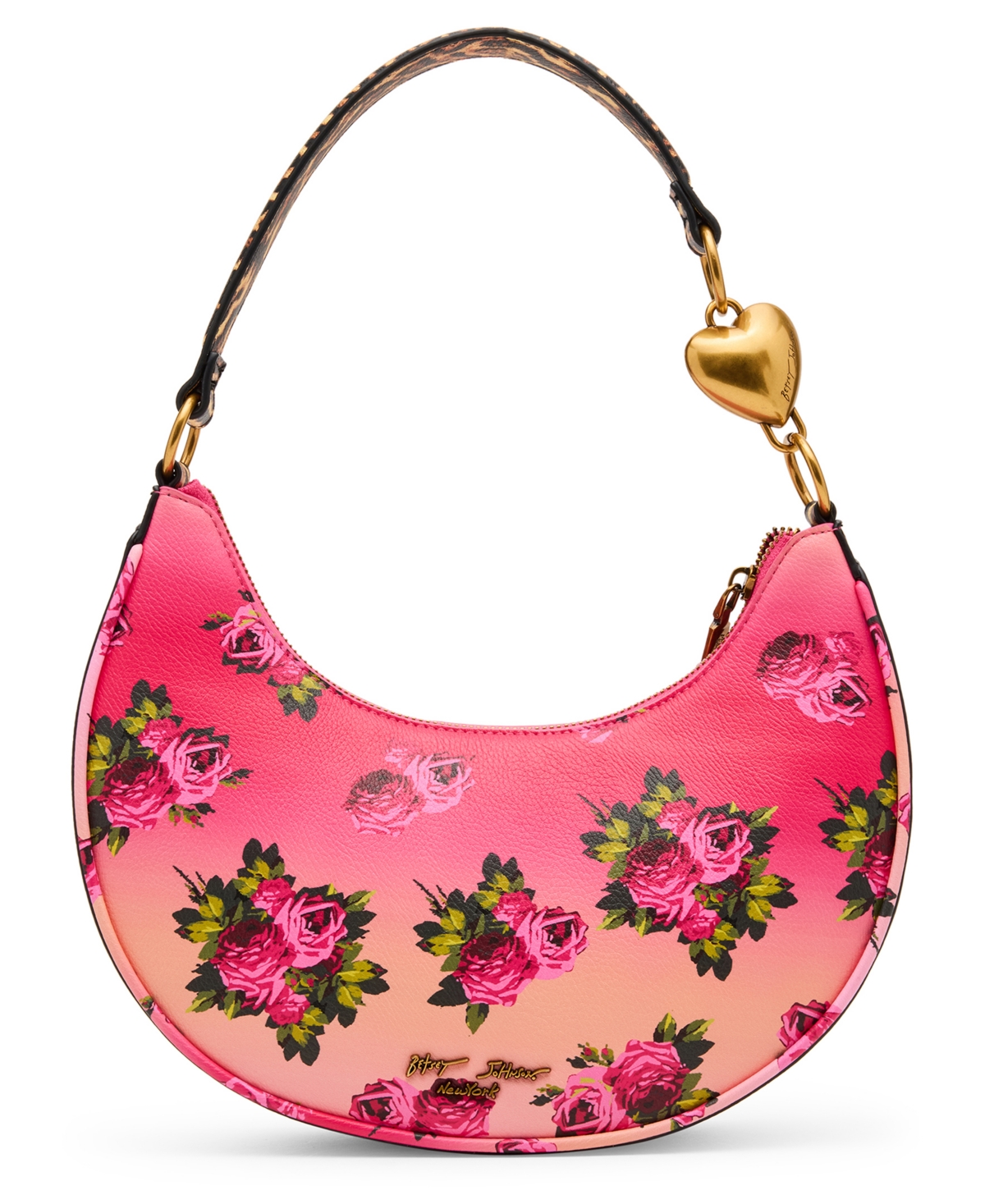 Betsey Johnson Leopard Floral Small Shoulder Bag In Pink
