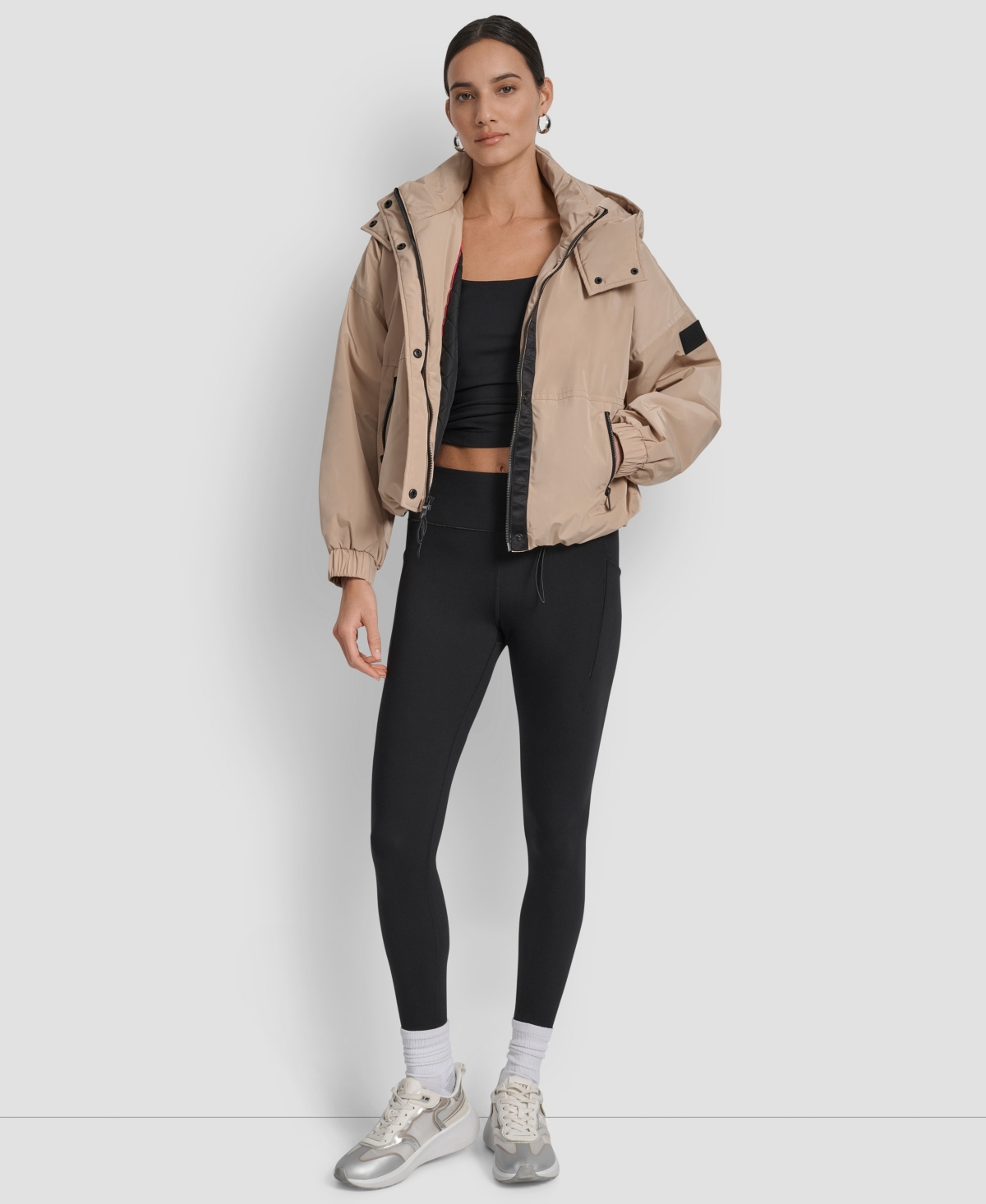 Dkny Women's Hooded Oversize Jacket With Sewn-in Diamond Quilted Lining In Multi