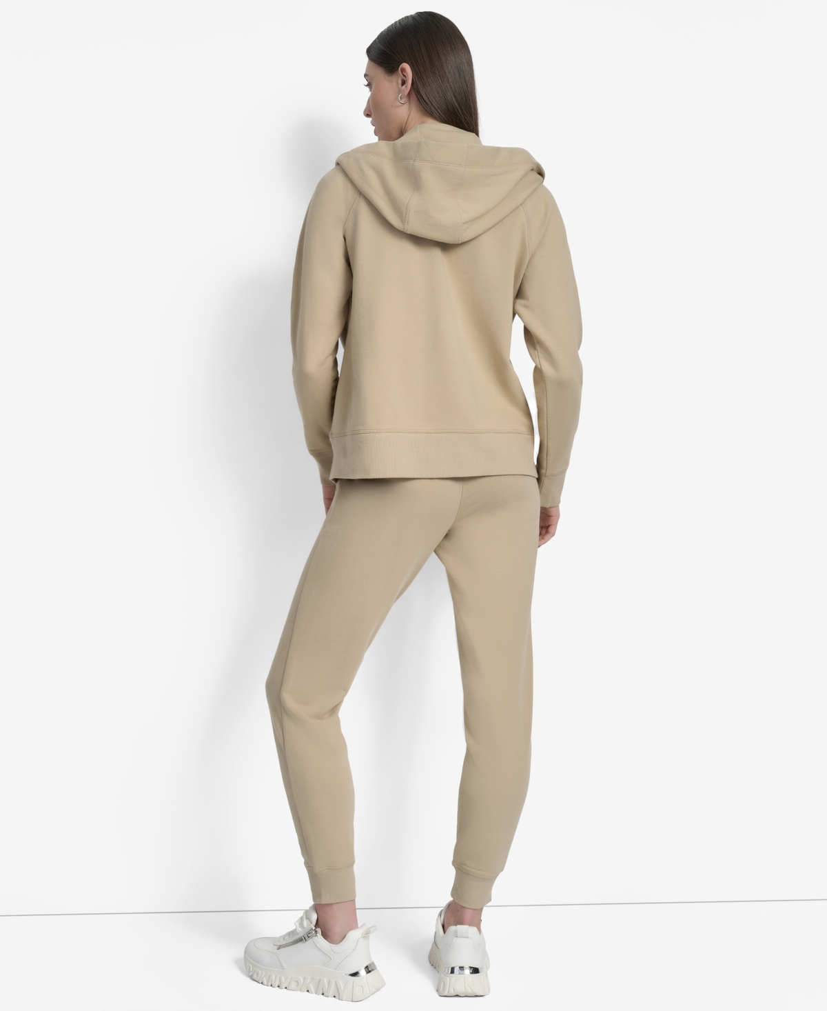 Dkny Sport Women's Two-tone Zip-front Long-sleeve Hoodie In Neutral