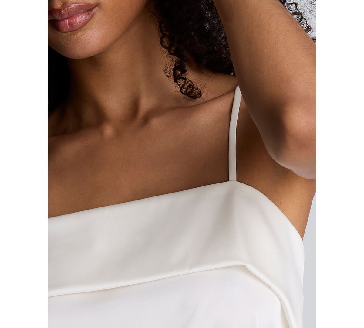 Kenneth Cole Satin Foldover Spaghetti Strap Cami In Gray