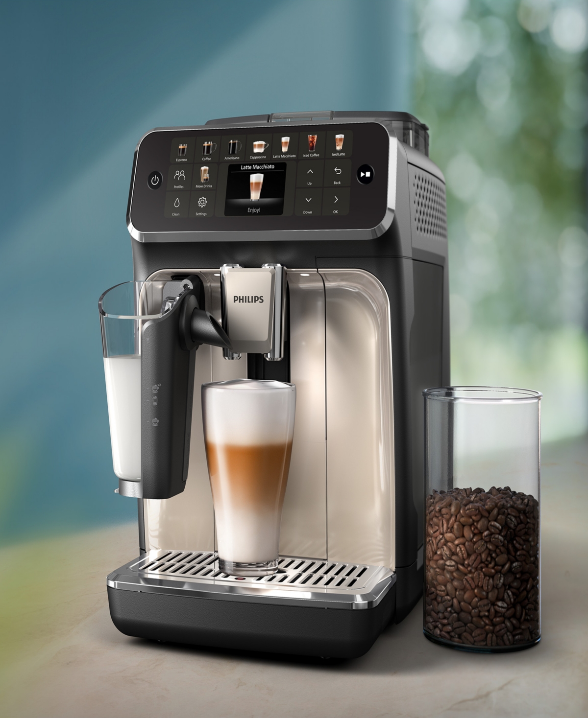 Philips 5500 Fully Automatic Espresso Machine With Lattego Milk Frother In Black