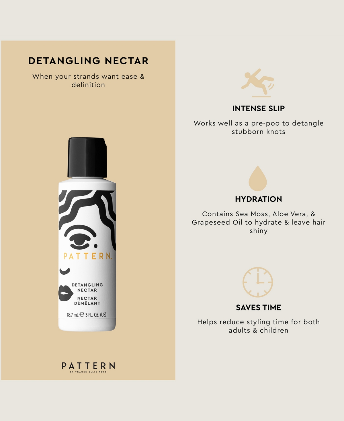 Pattern Beauty By Tracee Ellis Ross Mini Detangling Nectar, 3 Oz. In Transparent