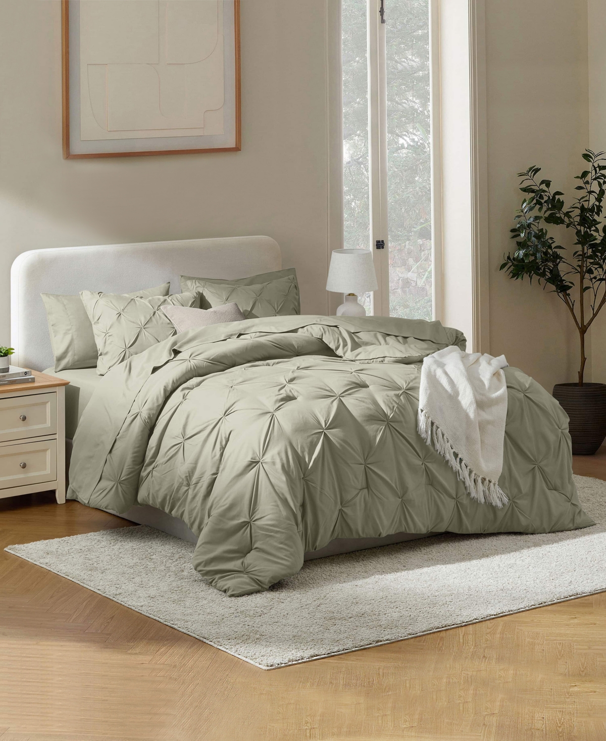 Nestl Luxury Soft Pinch Pleat 7-pc. Comforter Set, California King In Green