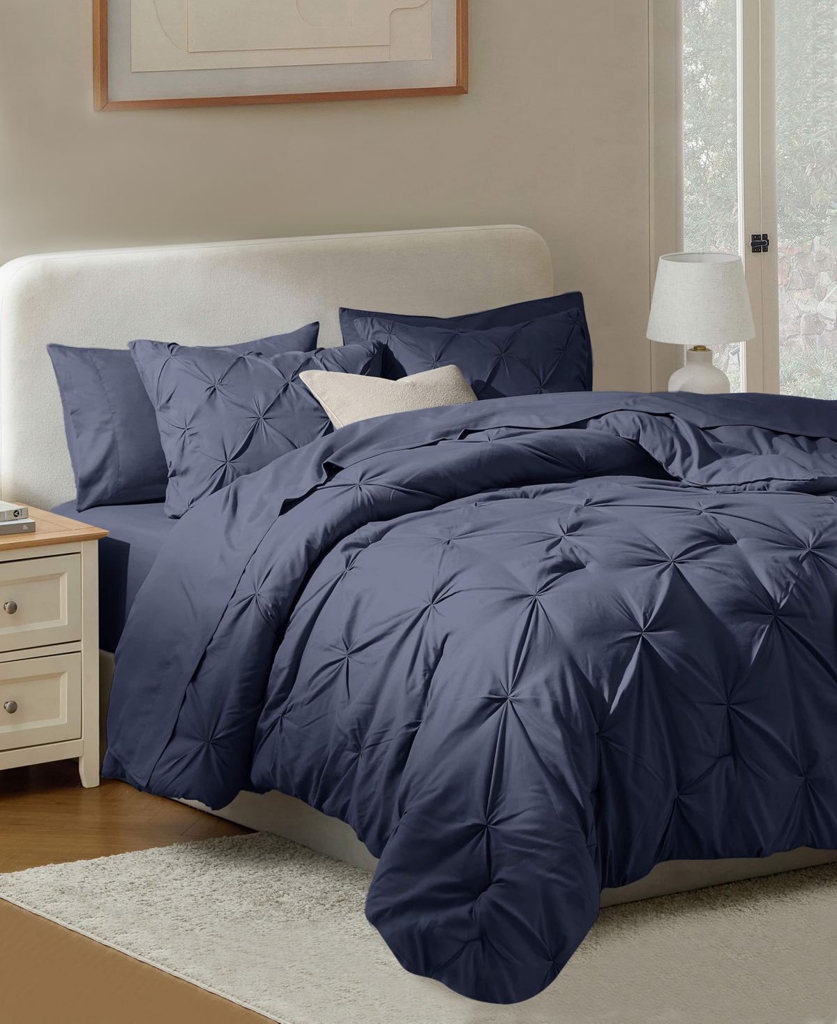 Nestl Luxury Soft Pinch Pleat 7-pc. Comforter Set, California King In Blue