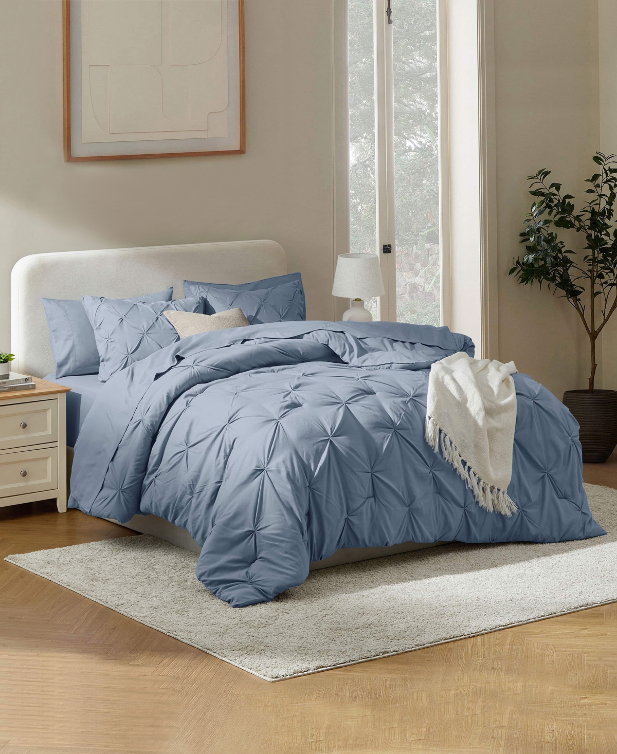 Nestl Luxury Soft Pinch Pleat 7-pc. Comforter Set, California King In Blue