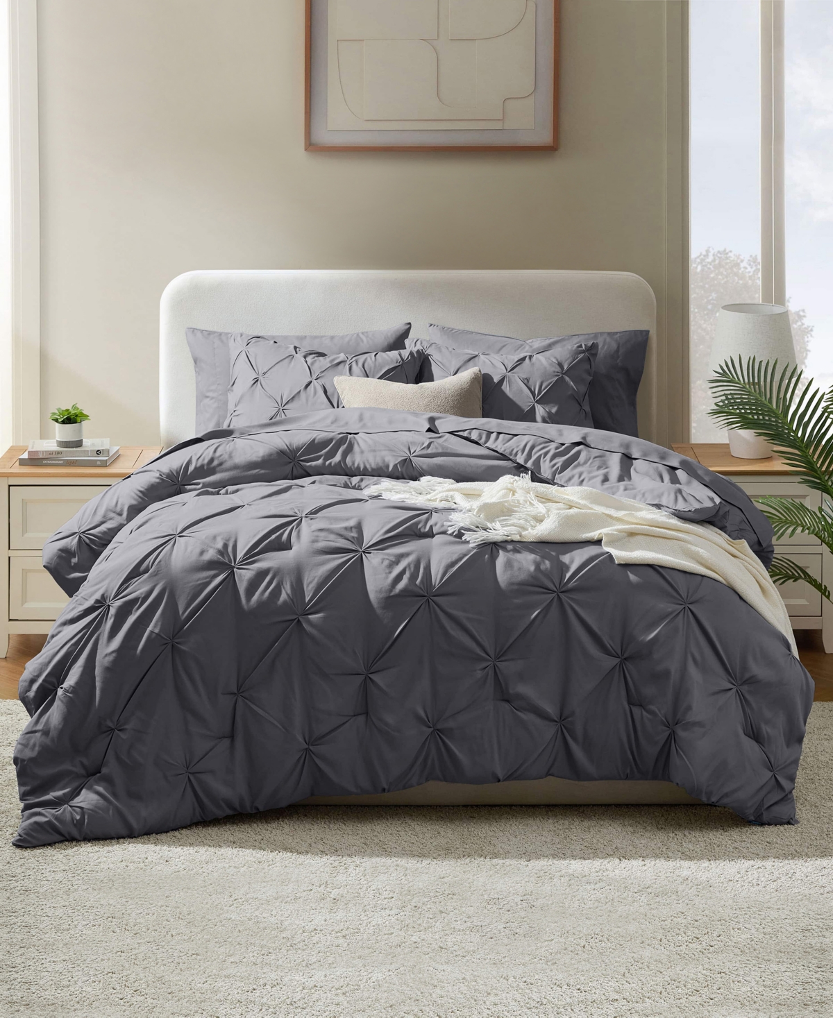 Nestl Luxury Soft Pinch Pleat 7-pc. Comforter Set, Queen In Gray
