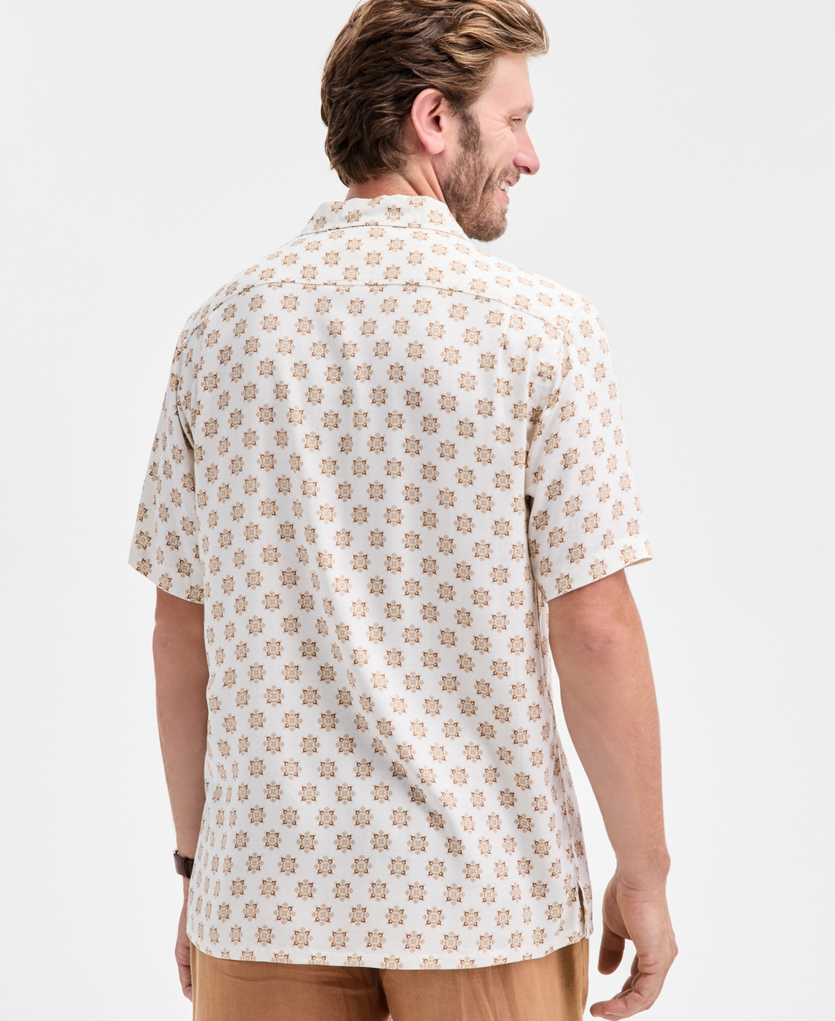 Club Room Men's Medallion-Print Camp Collar Short-Sleeve Shirt, Macy's Exclusive