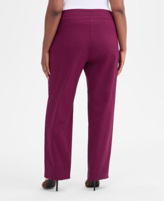 Women's Tummy-Control Pull-On Straight-Leg Pants, 0-28W, Created for Macy's