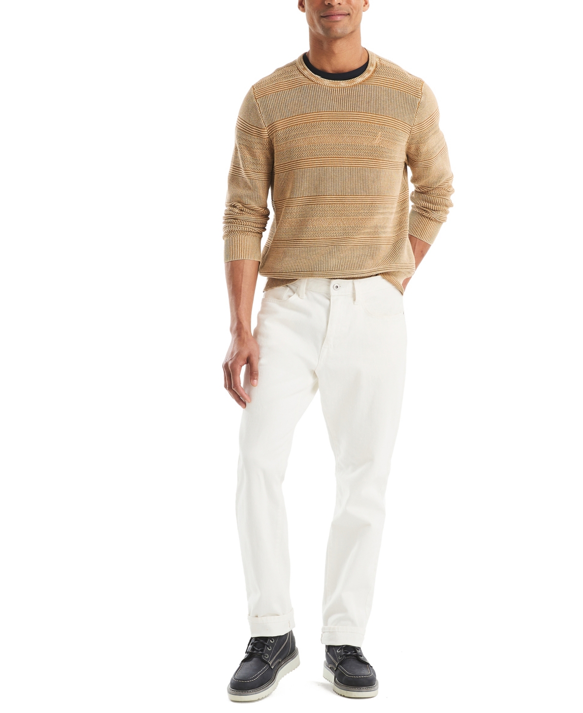 Nautica Mens Stonewashed Crewneck Sweater In Multi