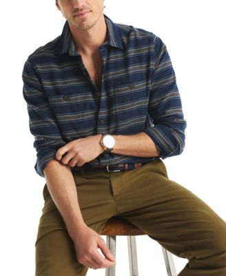 Men's Plaid Straight Collar Shirt