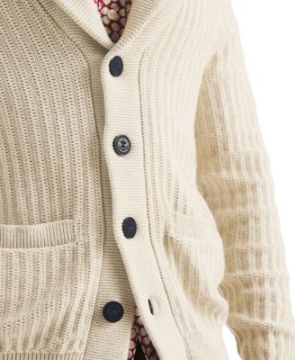 Men's Textured Long Sleeve Cardigan Sweater