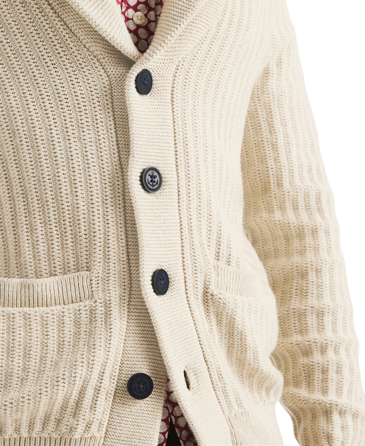 Nautica Men's Textured Long Sleeve Cardigan Sweater