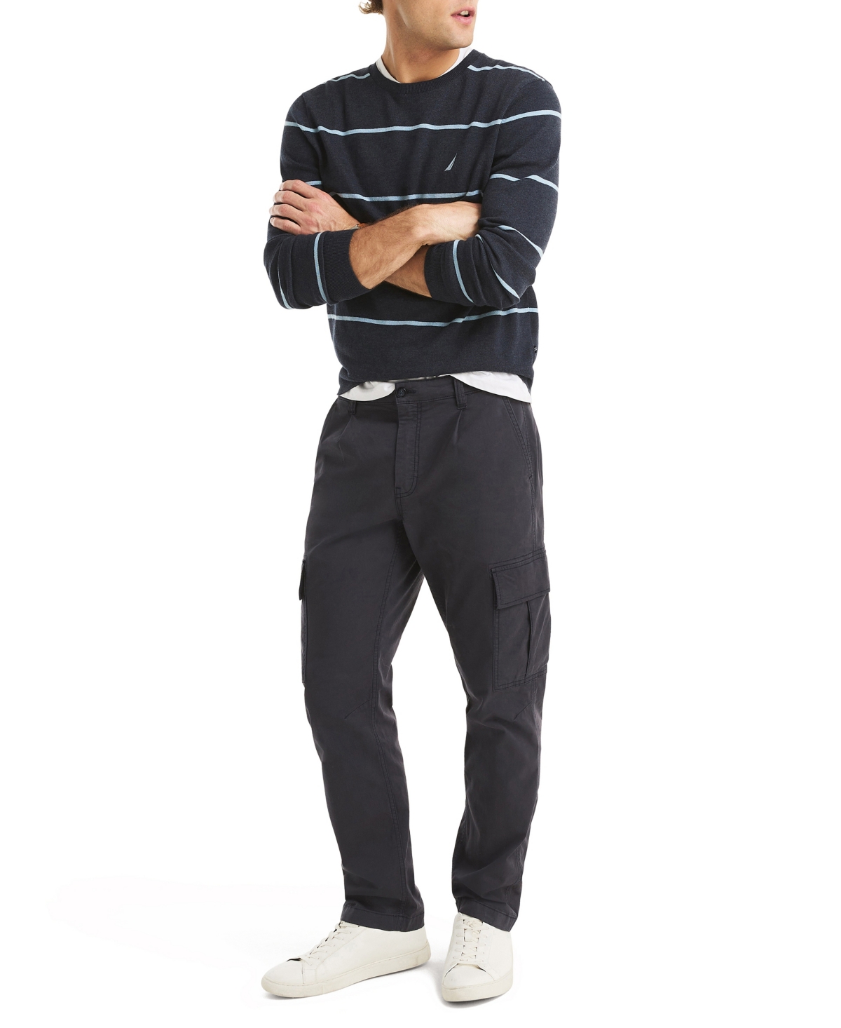 Nautica Men's Performance Striped Crewneck Sweater In Animal Print