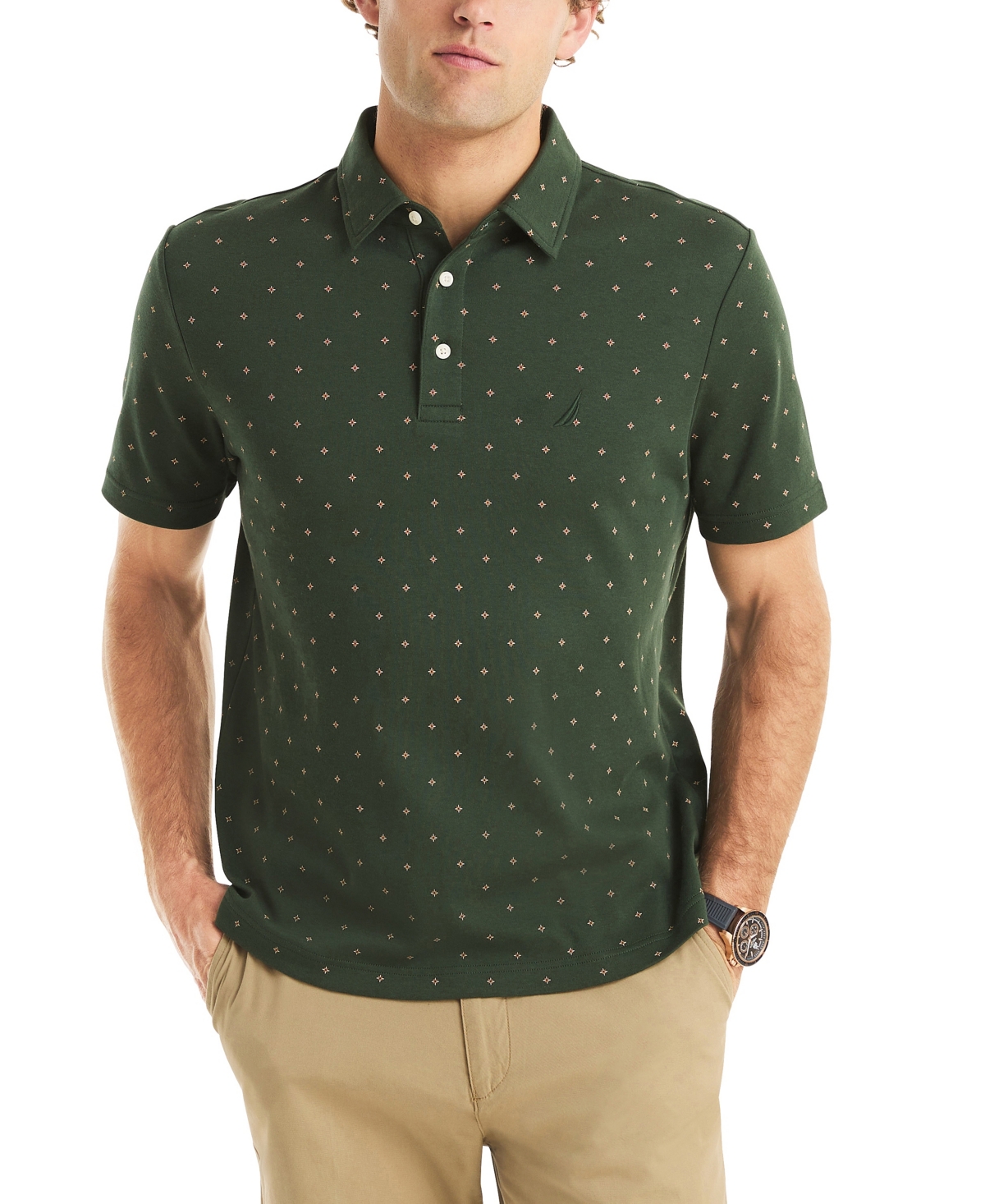 Nautica Men's Printed Compass Polo Shirt In Green
