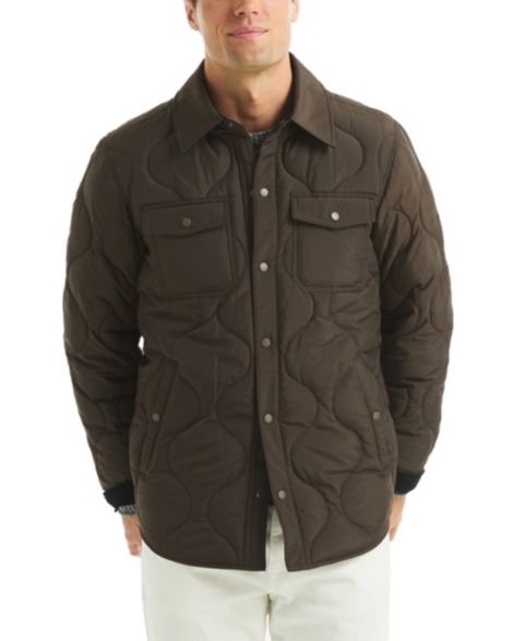 Мужская куртка Nautica Trail Quilted Shirt Jacket, цвет: Кофейный коричневый