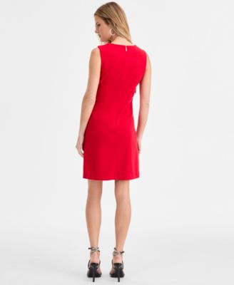 Women's Bow Detail Crew Neck Sheath Dress