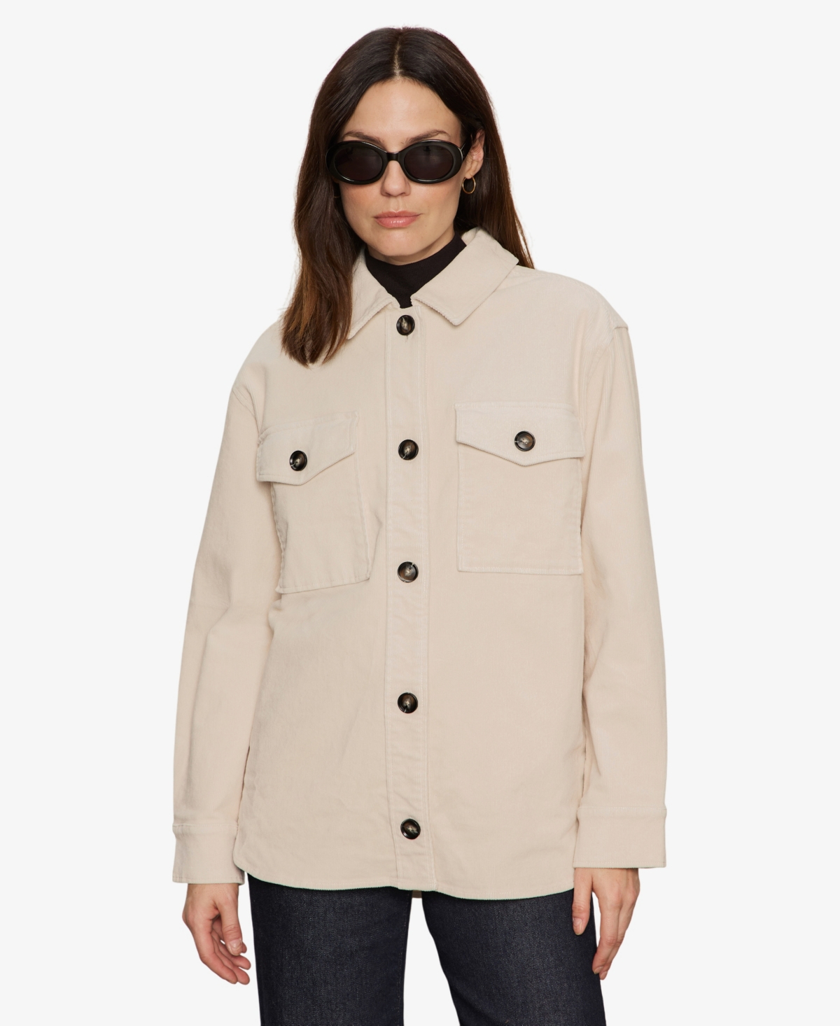 Sanctuary The Stretch Cotton Corduroy Shacket In Neutral