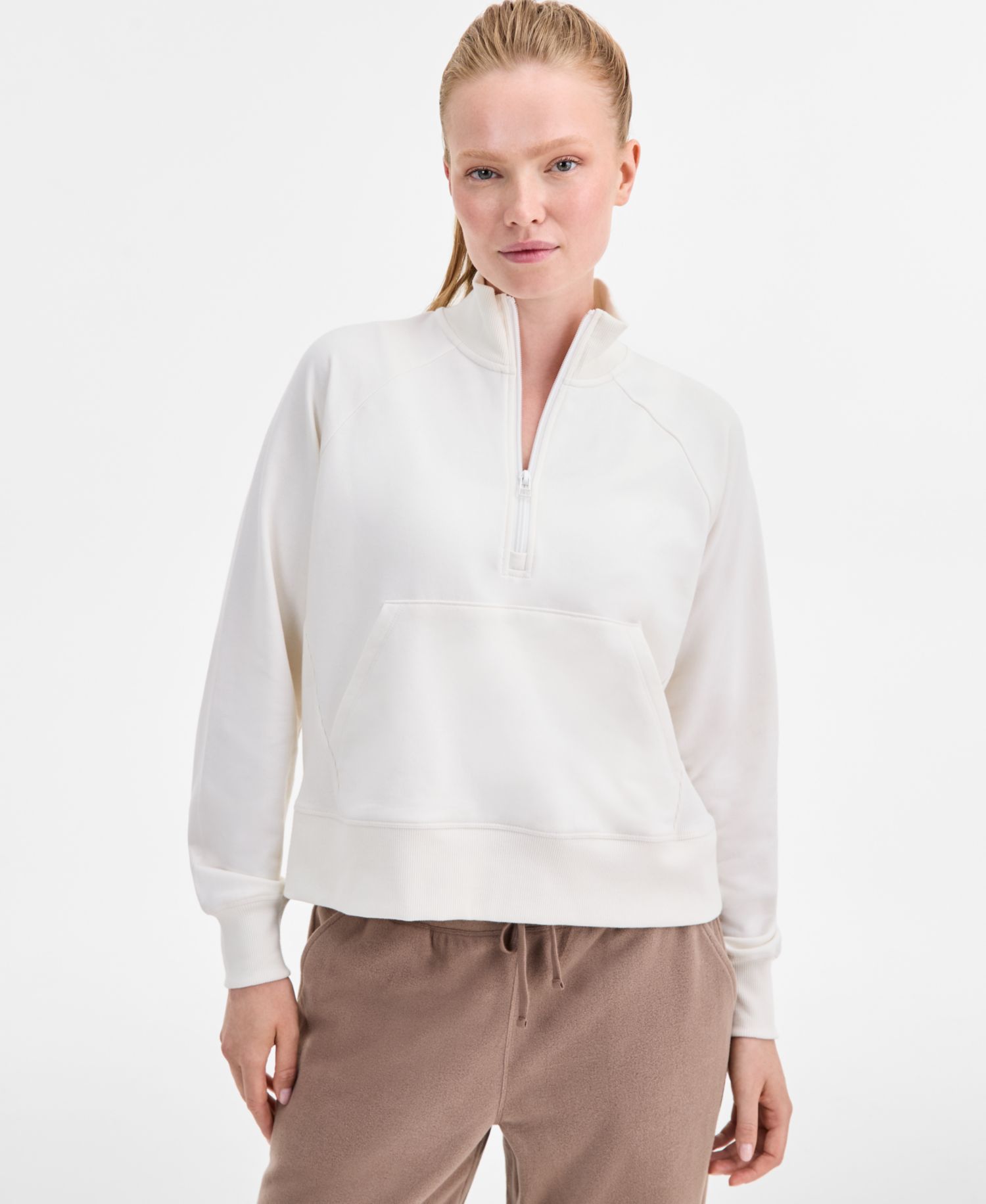 Women's Solid Fleece Quarter-Zip Sweatshirt