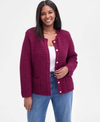 Plus Size Textured Button-Front Cardigan, Macy's Exclusive 