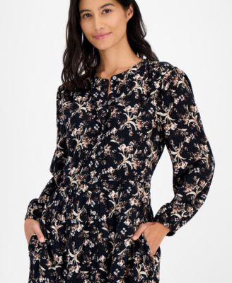 Petite Essex Floral Tiered Button-Front Dress, Macy's Exclusive
