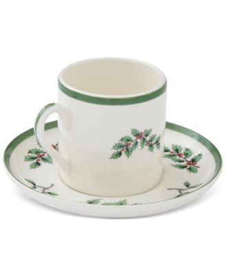 Christmas Tree Espresso Cup & Saucers, Service for 4