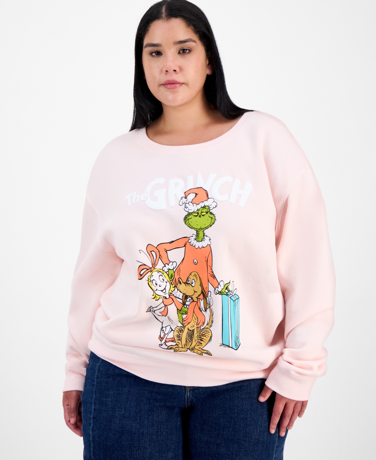 Love Tribe Trendy Plus Grinch Crewneck Long-Sleeve Sweatshirt