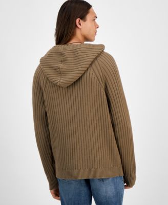Men's Ribbed Hooded Sweater