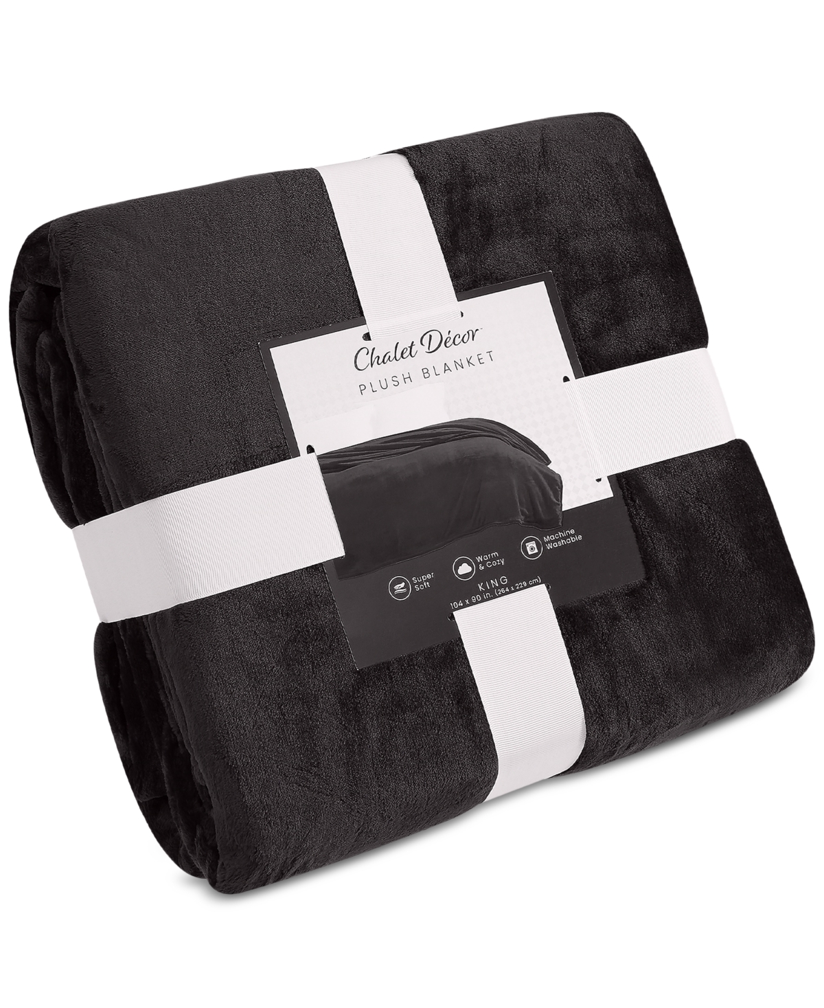 Chalet Decor Velvety Soft Plush Blanket, King In Black